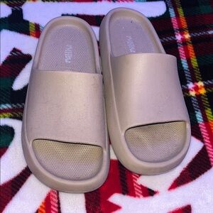 Beige Slide Sandals
